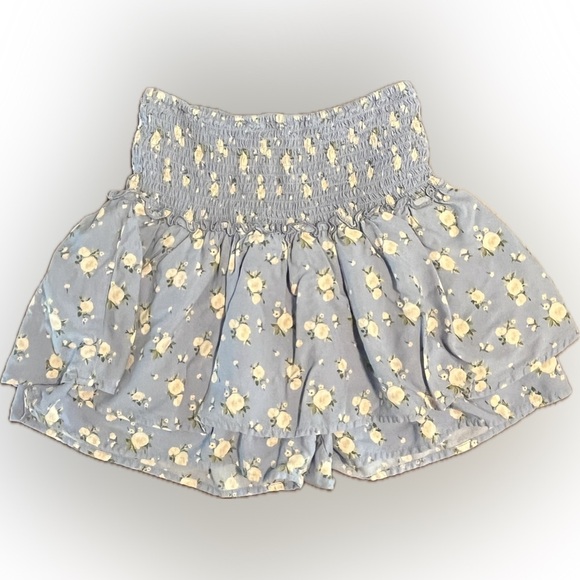 Hollister Ultra High Rise Light Blue Floral Elastic Waist Skort, XS - Picture 2 of 5